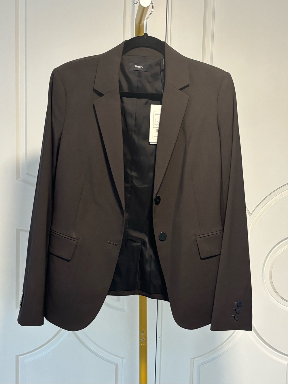 Theory Carissa New Tailor 2 Blazer Mink Brown Size 6 NWT Wool Blend Blazer